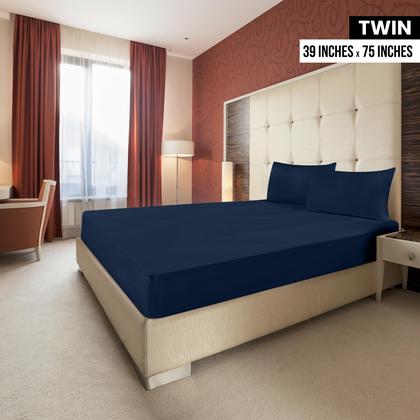 Imagem de Lençóis com elástico Utopia Bedding Twin, pacote com 2 unidades, microfibra macia, azul marinho