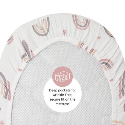 Imagem de Lençóis de berço com elástico TANSY PANDA 53x81 cm, pacote com 3, rosa