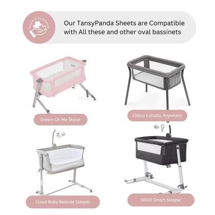 Imagem de Lençóis de berço com elástico TANSY PANDA 53x81 cm, pacote com 3, rosa