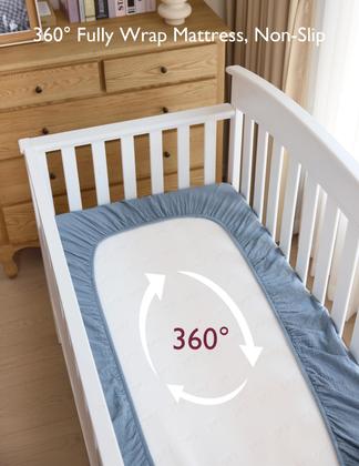 Imagem de Lençóis de berço Momcozy Muslin Standard, pacote com 2 unidades, azuis