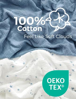 Imagem de Lençóis de berço Momcozy Muslin Standard, pacote com 2 unidades, azuis