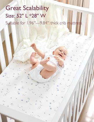 Imagem de Lençóis de berço Momcozy Muslin Standard, pacote com 2 unidades, azuis