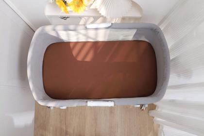 Imagem de Lençóis de berço Onacosht 100% algodão orgânico, pacote com 2 unidades, amarelo pálido e marrom