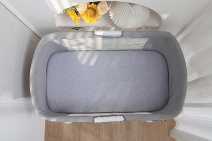 Imagem de Lençóis de berço Onacosht 100% algodão orgânico, pacote com 2 unidades, cinza/azul