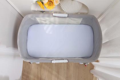 Imagem de Lençóis de berço Onacosht 100% algodão orgânico, pacote com 2 unidades, cinza/azul