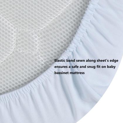 Imagem de Lençóis de berço Onacosht 100% algodão orgânico, pacote com 2 unidades, cinza/azul