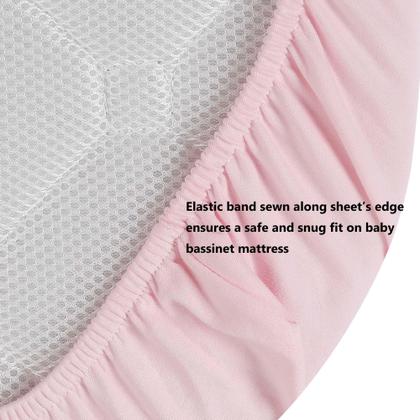 Imagem de Lençóis de berço Onacosht 100% algodão orgânico, pacote com 2 unidades rosa/cinza