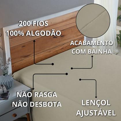 Imagem de Lençol 200 Fios Casal 100% Algodão Sem Elástico Virol Cama Box e Padrão