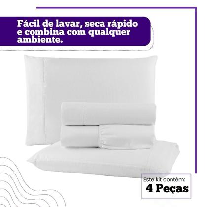 Imagem de Lençol 300 fios Casal Padrão 4 Peças Com Elástico Unissex