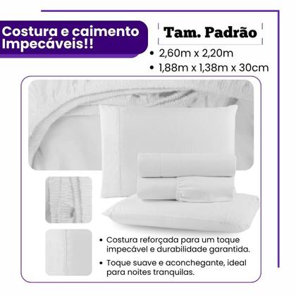 Imagem de Lençol 300 fios Casal Padrão 4 Peças Com Elástico Unissex