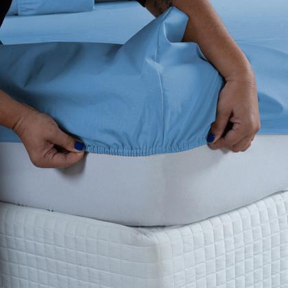 Imagem de Lençol 400 Fios Cama Casal Padrão 30cm Altura com Elástico Toque Macio Avulso Liso