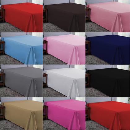 Imagem de Lençol 400 Fios Cama Casal Padrão 30cm Altura Sem Elástico Toque Macio Avulso Liso