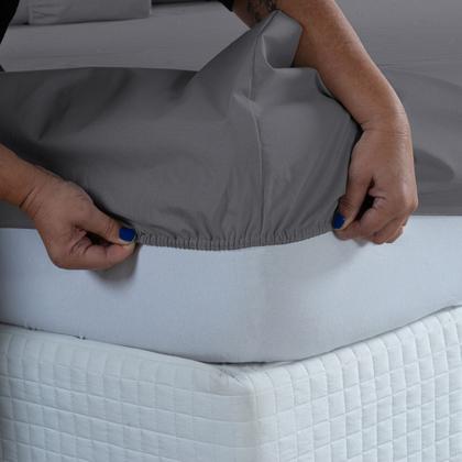 Imagem de Lençol 400 Fios Cama de Casal QUEEN 30cm Altura com Elástico Toque Macio Avulso Liso
