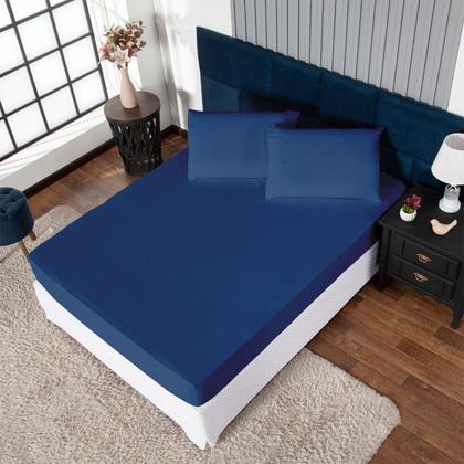 Imagem de Lençol Aconchego 400 Fios Percal Liso Clean 3 Peças