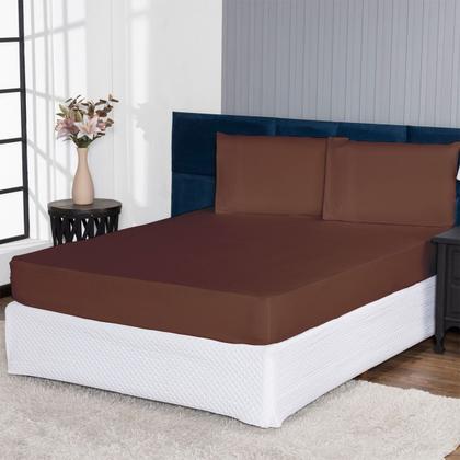 Imagem de Lençol Aconchego 400 Fios Percal Liso Clean 3 Peças