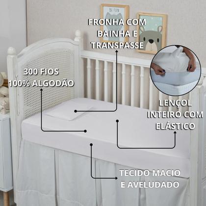 Imagem de Lençol Americano Berço de Bebê 300 Fios 2 Peças 100% Algodão Conjunto com Fronha