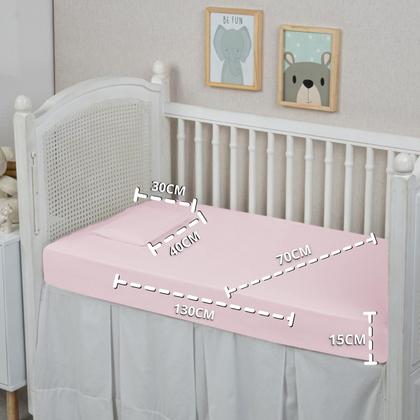 Imagem de Lençol Americano Berço de Bebê 300 Fios 2 Peças 100% Algodão Conjunto com Fronha