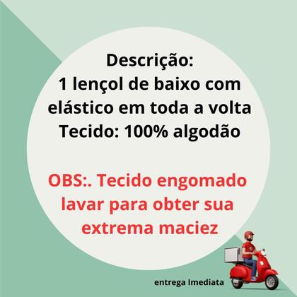 Imagem de Lençol Avulso Com Elástico Queen Size 100% Algodão Percal 200 Fios Colchão Até 40cm De Altura