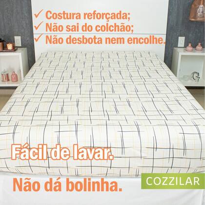 Imagem de Lençol Avulso Queen Estampado COZZILAR - Malha 100% Algodão com Elástico, Conforto e Ajuste Perfeito