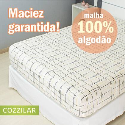 Imagem de Lençol Avulso Queen Estampado COZZILAR - Malha 100% Algodão com Elástico, Conforto e Ajuste Perfeito