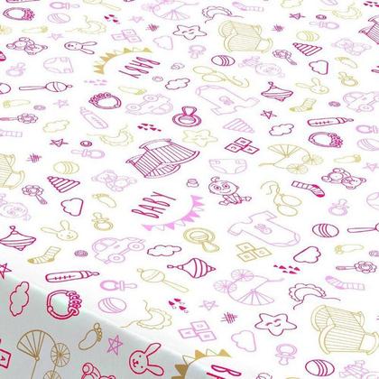 Imagem de Lençol Berço Bebe Com Elastico 3 Peças Padrão Americano Malha Estampada P/ Menina 100% Algodão