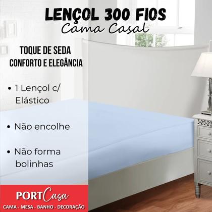 Imagem de Lençol C/ Elástico Casal Jolitex Toque de Seda 300 Fios Avulso 138x188x30cm