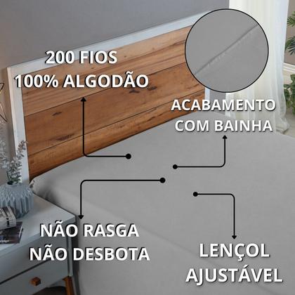 Imagem de Lençol Cama Box Casal 100% Algodão 200 Fios Virol Sem Elástico Hotel Pousada Revenda