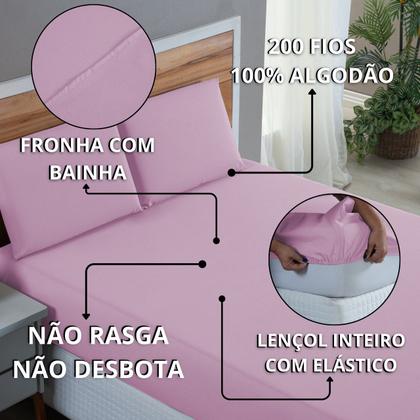 Imagem de Lençol Cama Box King 200 Fios 4 Peças Conjunto com Virol 100% Algodão
