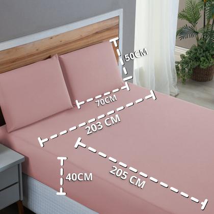 Imagem de Lençol Cama Box King 200 Fios 4 Peças Conjunto com Virol 100% Algodão