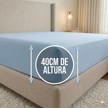 Imagem de Lençol cama Casal Avulso 400 Fios 40cm Altura algodao com elastico