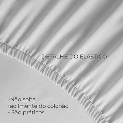 Imagem de Lençol Cama Casal King 180 Fios Percal Algodão Com Elástico Na Volta Toda