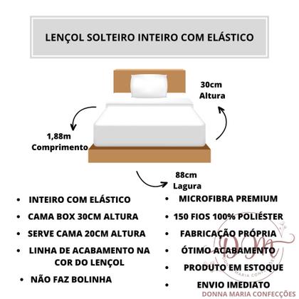 Imagem de Lençol Cama de Solteiro 2 peças Cama Box Menino Menina Liso com Elástico