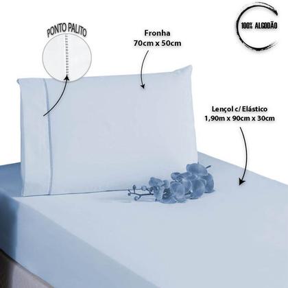 Imagem de Lençol cama Solteiro 400 Fios 2 Peças algodao com elastico