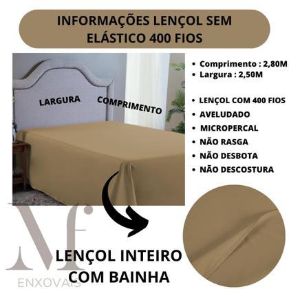 Imagem de Lençol Cama Super King Size 400 Fios Hotel Pousada Fazenda Sem Elástico Avulso