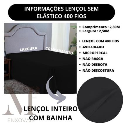 Imagem de Lençol Cama Super King Size 400 Fios Hotel Pousada Fazenda Sem Elástico Avulso