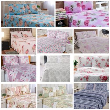 Imagem de Lençol Casal 4 Peças Estampas Variadas Charmoso