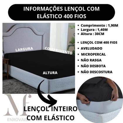 Imagem de Lençol Casal 400 Fios com Elástico Micro Percal LINHA PREMIUM Cama Box