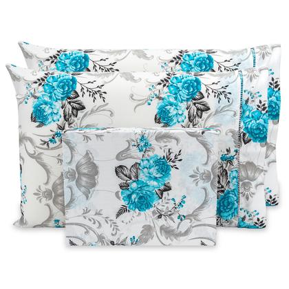 Imagem de Lençol Casal 40cm 3 pçs c/ Ponto Palito Percal Estampado 180 fios