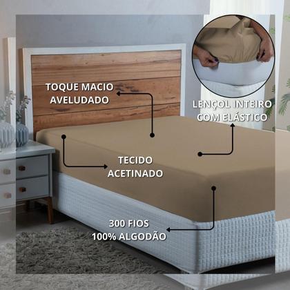 Imagem de Lençol Casal Padrão 300 Fios Algodão com Elástico Revenda