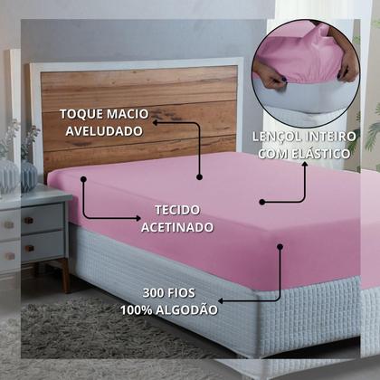 Imagem de Lençol Casal Padrão 300 Fios Algodão com Elástico Revenda