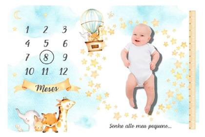 Imagem de Lençol Cenário Foto Mêsversário Animais Balão MinhaEstrela