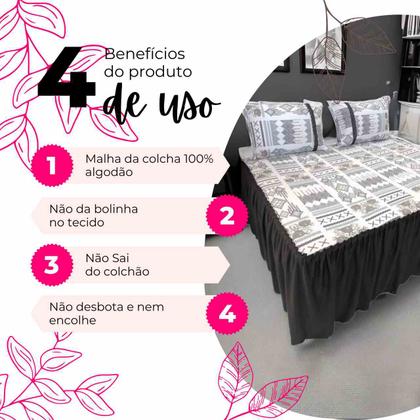 Imagem de Lençol Colcha king Malha Com Babado 3 Pçs Estampas Sortidas