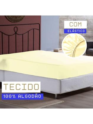 Imagem de lençol com elástico 100% algodão percal 200 fios solteiro, Casal, Queen e king