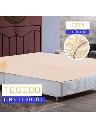 Imagem de lençol com elástico 100% algodão percal 200 fios solteiro, Casal, Queen e king