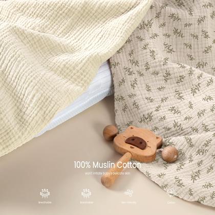 Imagem de Lençol com elástico lulumoon Muslin Cotton, pacote com 2 unidades 84x53x10 cm