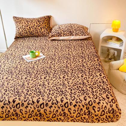 Imagem de Lençol com elástico LWeipSQLin Leopard Velvet Twin XL tamanho preto