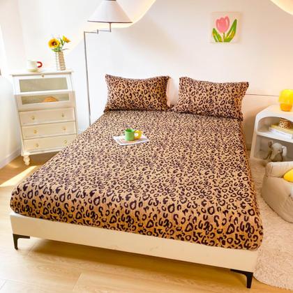 Imagem de Lençol com elástico LWeipSQLin Leopard Velvet Twin XL tamanho preto