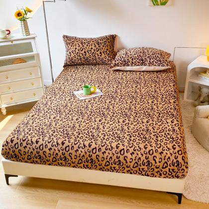 Imagem de Lençol com elástico LWeipSQLin Leopard Velvet Twin XL tamanho preto