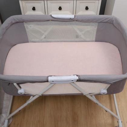 Imagem de Lençol com elástico Onacosht 33x19x8 cm, pacote com 3 unidades, algodão rosa