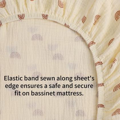 Imagem de Lençol com elástico Onacosht 84x48x8 cm, pacote com 2 berços de musselina